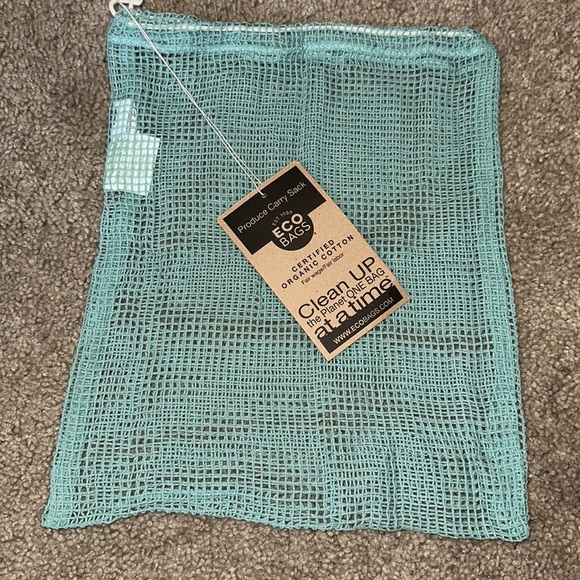 2 Reusable Produce Bags, perfect for farmers markets Aqua & Navy - Picture 3 of 4